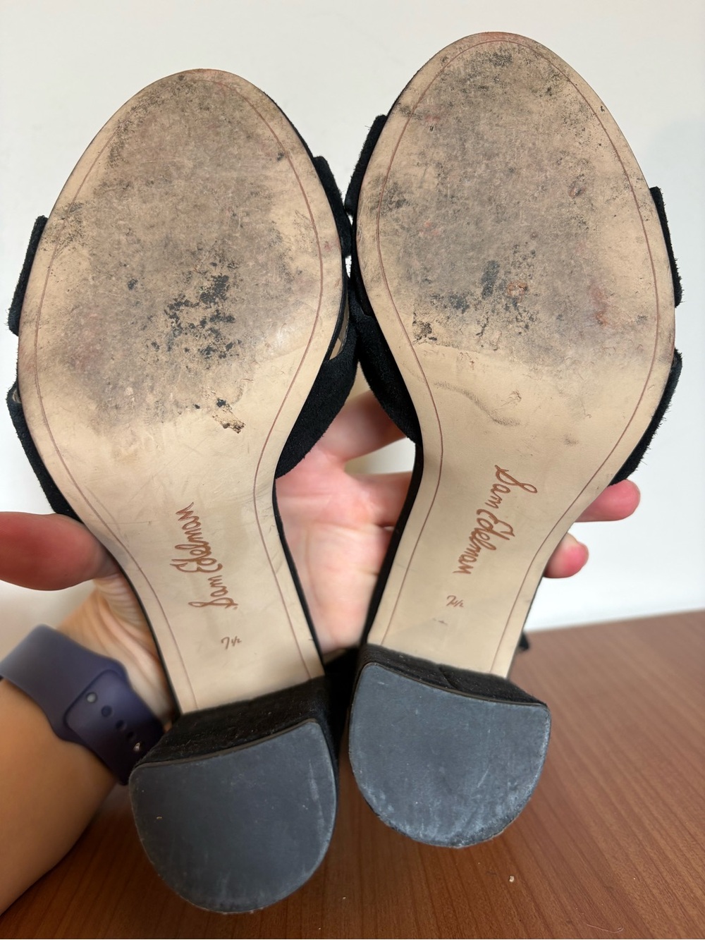 Sam Edelman Yancy Suede Block Heel Sandals Black size 7.5 - Picture 9 of 14